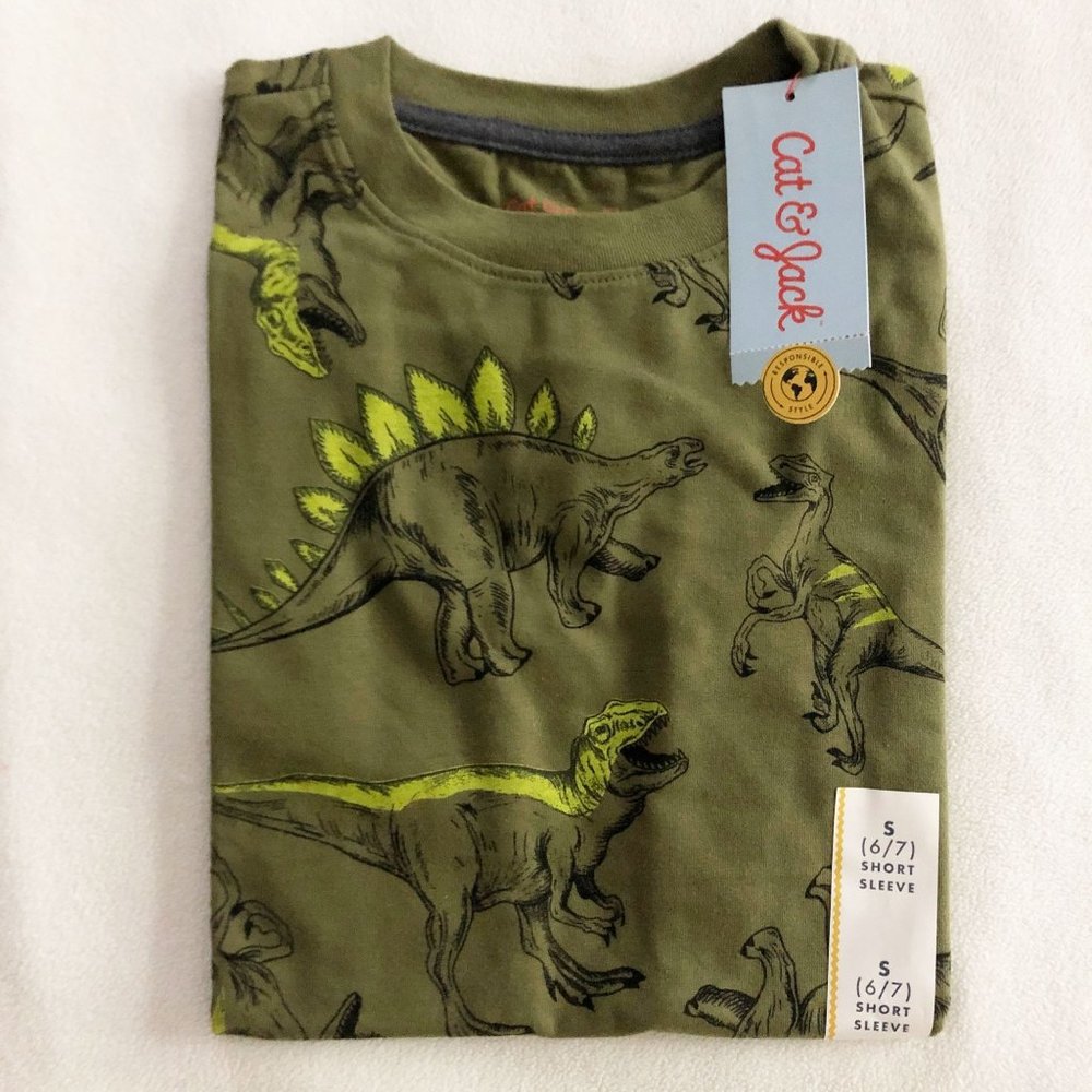 NWT 6/7 Boys Short Sleeve Dinosaur Dinosaurs Print - Picture 7 of 8